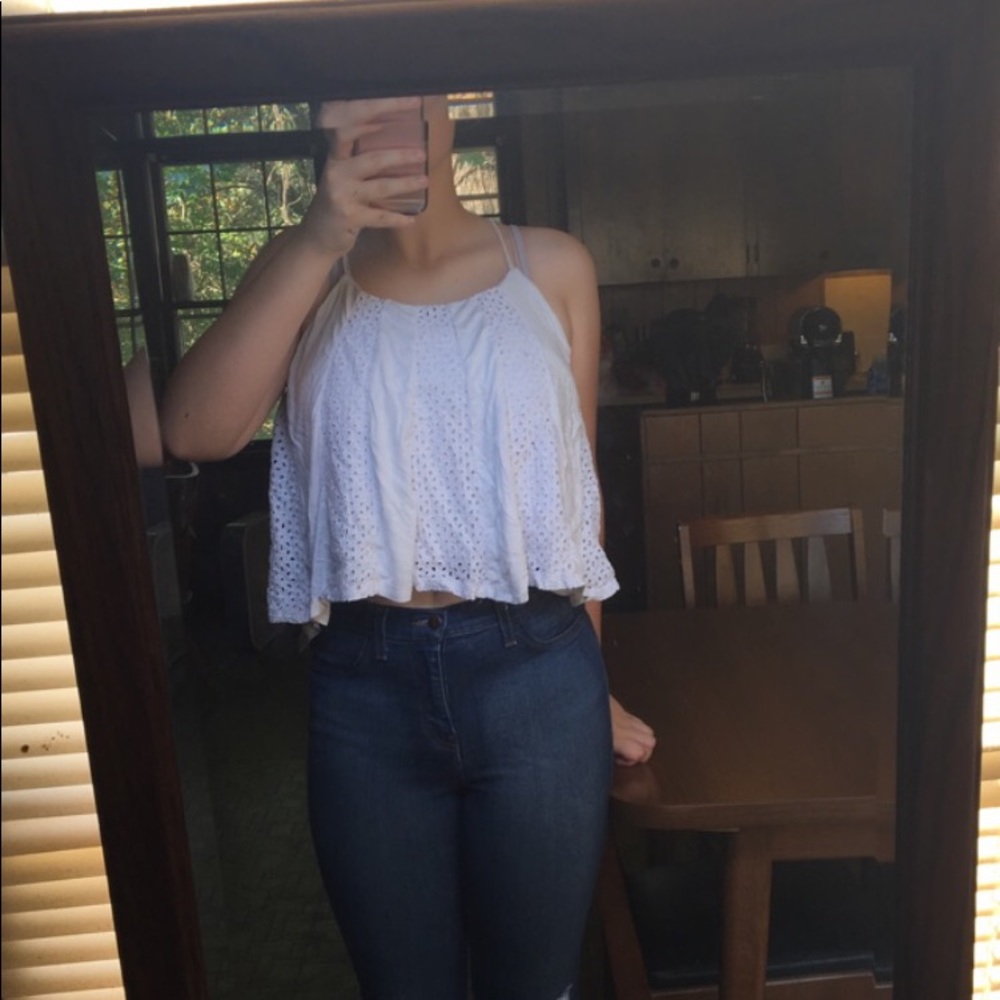 White tank top crop top